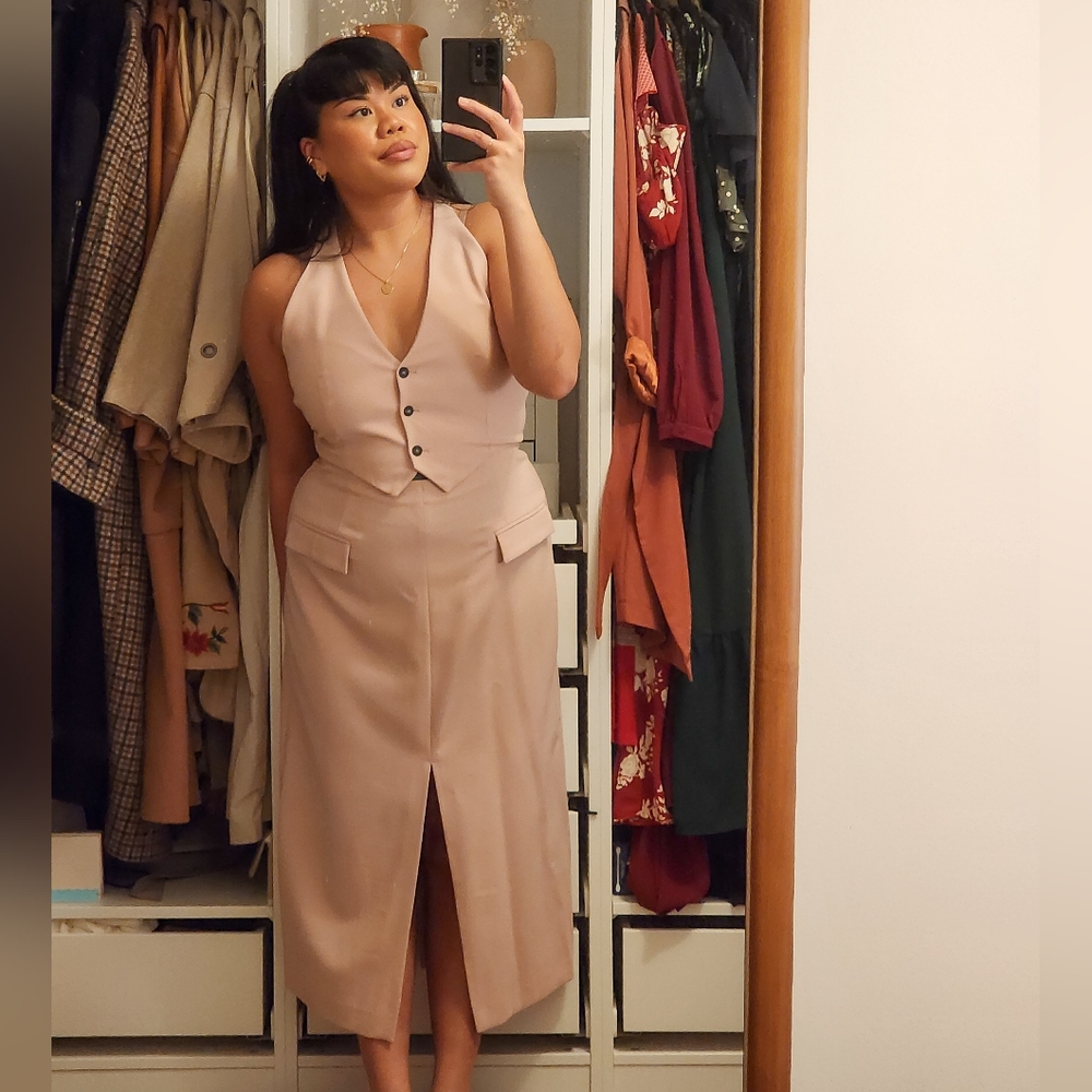 Zara Blush Pink Tailored Vest Midi Dress - Picture 2 of 11